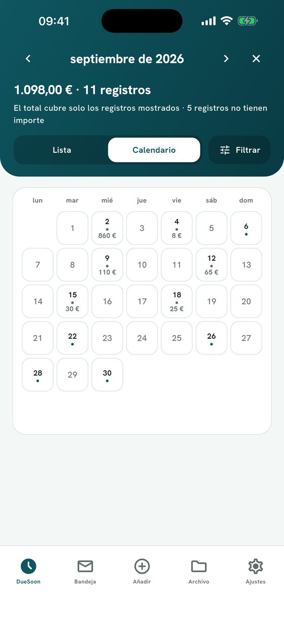 Lista o calendario