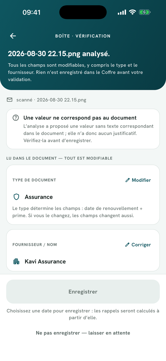 Vérifiez avant d'enregistrer