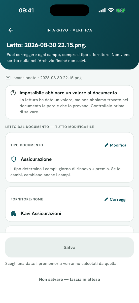 Controlla prima di salvare