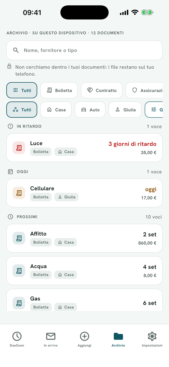 Tutto in un unico archivio