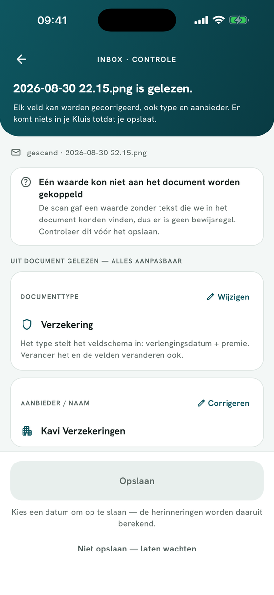 Controleer vóór je opslaat