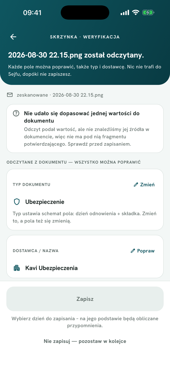 Sprawdź przed zapisaniem