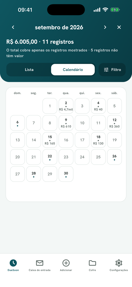 Lista ou calendário