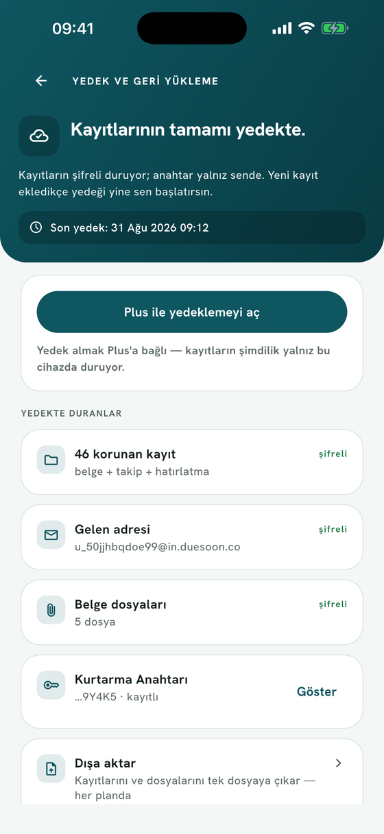Şifreli yedek