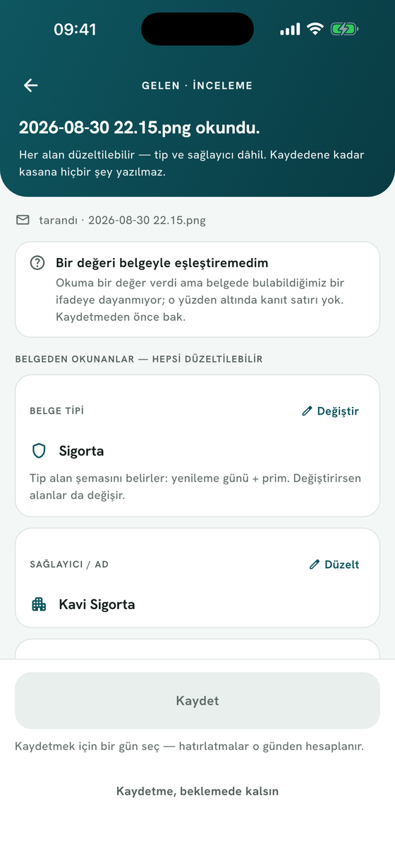 Kaydetmeden önce gözden geçir